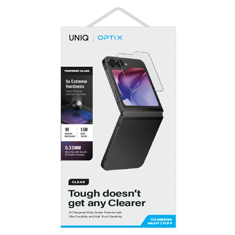 Samsung Galaxy Flip 6 Clear Glass Screen Protector by Uniq Optix - Clear