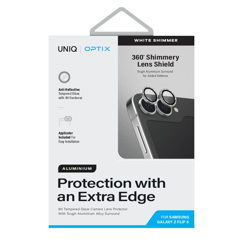 Samsung Galaxy Flip 6 Aluminium Camera Lens Protector by Uniq Optix &ndash; Shimmer White