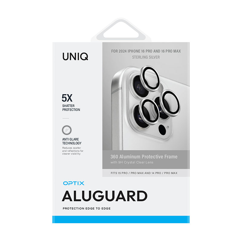 Uniq Optix Aluminium Camera Lens Protector for iPhone 16 Pro / 16 Pro Max &ndash; Silver