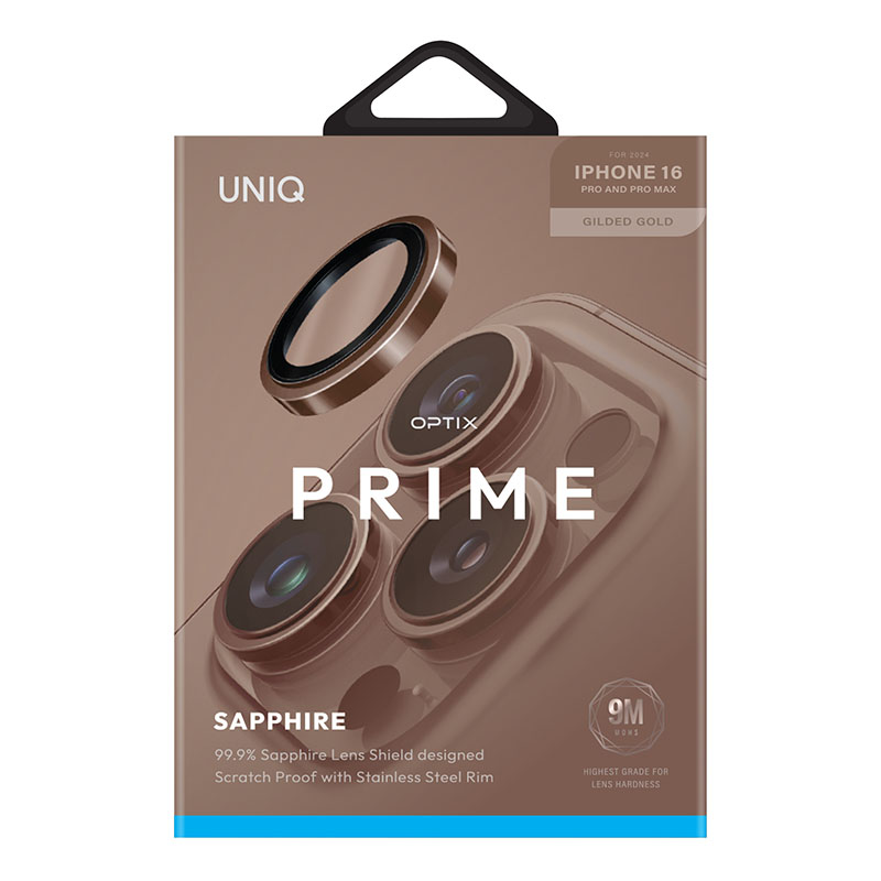 Uniq Optix Stainless Steel Camera Lens Protector for iPhone 16 Pro / 16 Pro Max &ndash; Gold