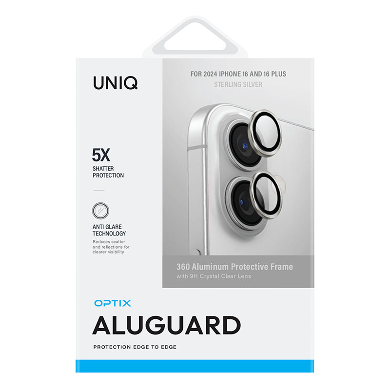 Uniq Optix Aluminium Camera Lens Protector for iPhone 16 / 16 Plus &ndash; Silver