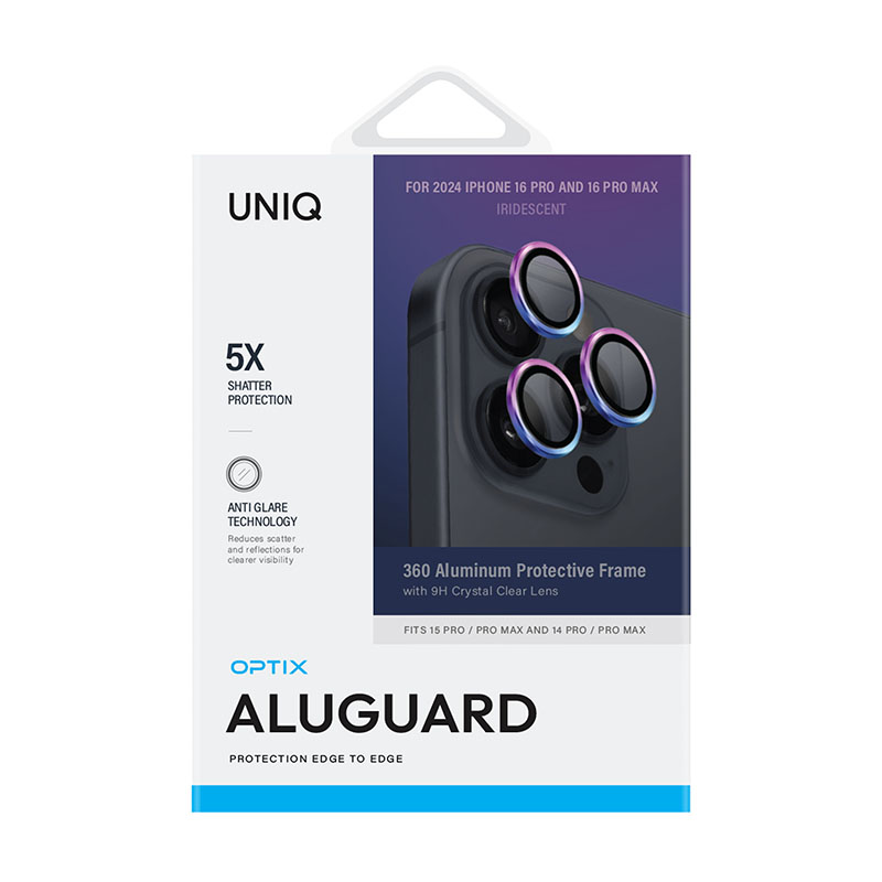 Uniq Optix Aluminium Camera Lens Protector for iPhone 16 Pro / 16 Pro Max &ndash; Iridescent
