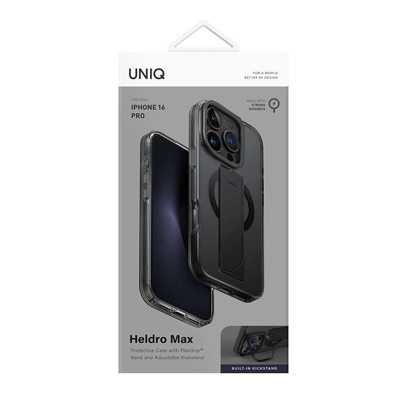 Uniq Heldro Max MagClick MagSafe Charging Compatible Phone Case for iPhone 16 Pro &ndash; Smoke