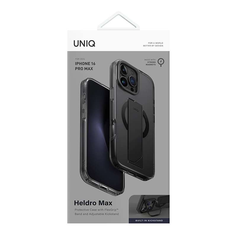 Uniq Heldro Max MagClick MagSafe Charging Compatible Phone Case for iPhone 16 Pro Max &ndash; Smoke