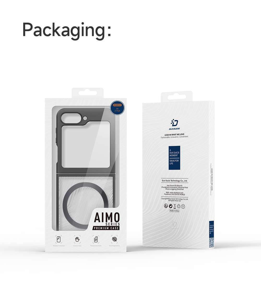Aimo Mag Series MagSafe Compatible Phone Case for Samsung Galaxy Z Flip 6 &ndash; Transparent Black