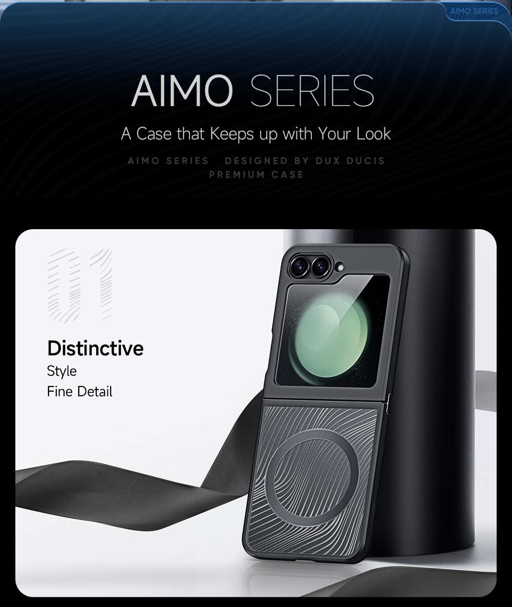 Aimo Mag Series MagSafe Compatible Phone Case for Samsung Galaxy Z Flip 6 &ndash; Transparent Black