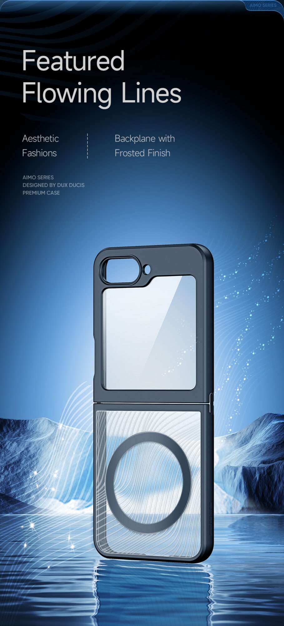 Aimo Mag Series MagSafe Compatible Phone Case for Samsung Galaxy Z Flip 6 &ndash; Transparent Black