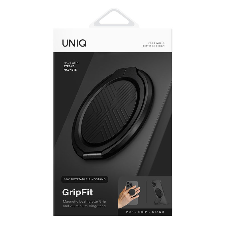 Uniq Gripfit Classic Magnetic 360 Mount with Kickstand for Phones - Black