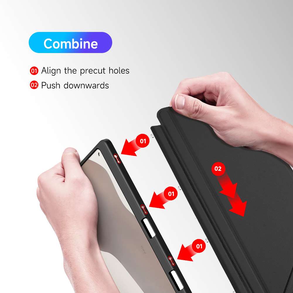 Dux Smart Folio Case with Pencil Holder for Samsung Tab S10 Plus/S9 Plus/S9 FE Plus - Black