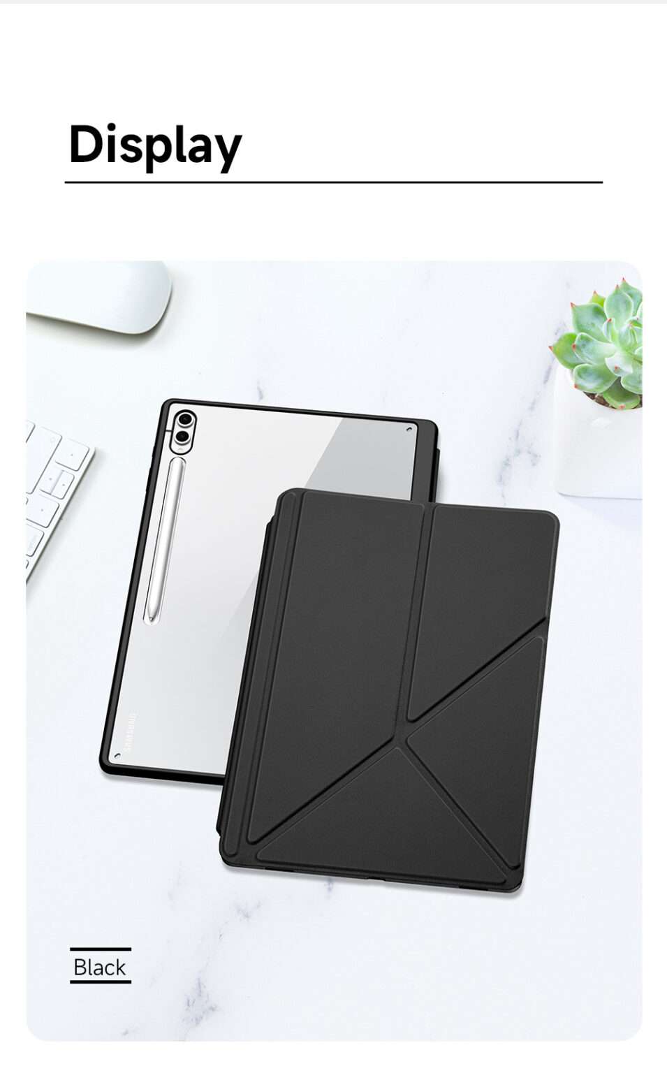 Dux Smart Folio Case with Pencil Holder for Samsung Tab S10 Ultra/S9 Ultra/S8 Ultra &ndash; Black