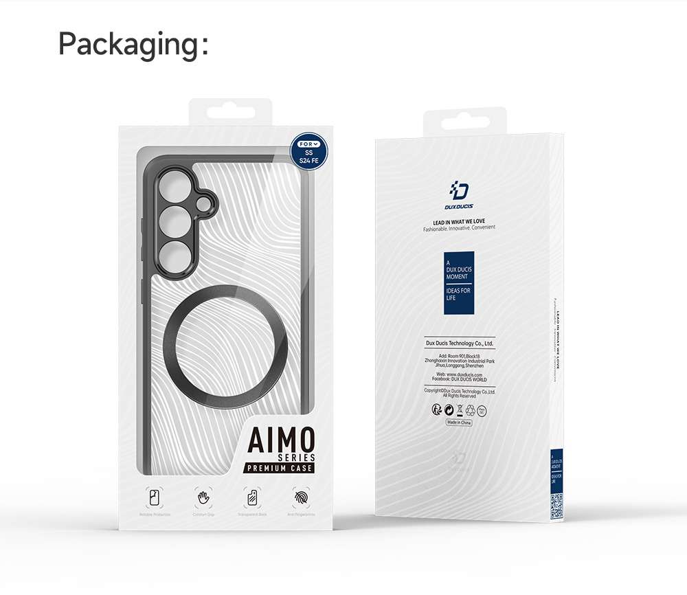 Aimo Mag Series MagSafe Compatible Phone Case for Samsung Galaxy S24 FE &ndash; Transparent Black