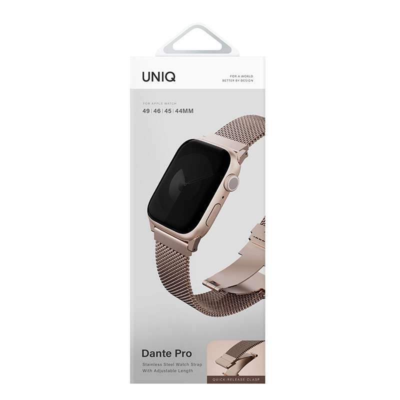 UNIQ Dante Pro Apple Watch Series 1-10 SE/SE2 & Ultra/2 Mesh Steel Strap 49/46/45/44MM &ndash; Rose