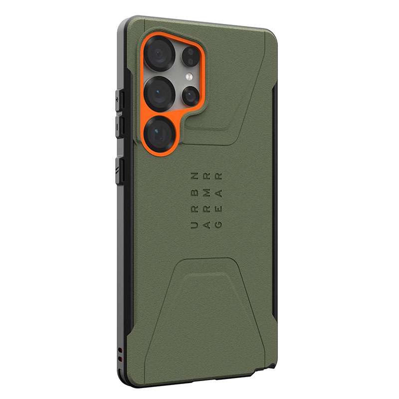 UAG Civilian Magsafe Compatible Phone Case for Samsung Galaxy S25 Ultra &ndash; Olive/Orange