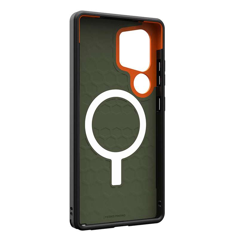 UAG Civilian Magsafe Compatible Phone Case for Samsung Galaxy S25 Ultra &ndash; Olive/Orange