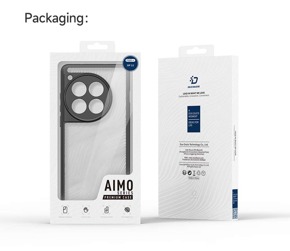 Aimo Series Phone Case for OnePlus 12 – Transparent Black