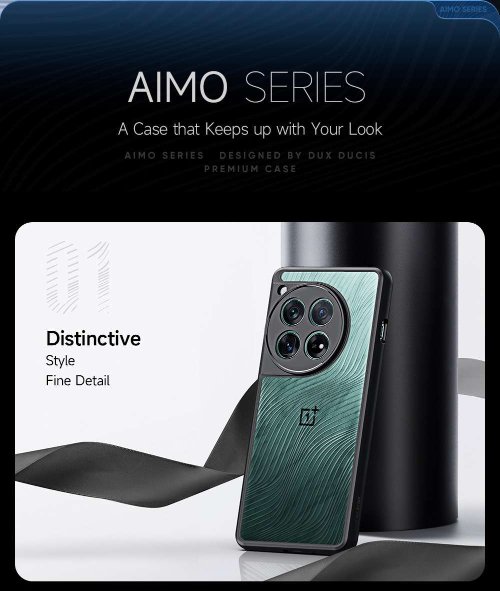 Aimo Series Phone Case for OnePlus 12 – Transparent Black