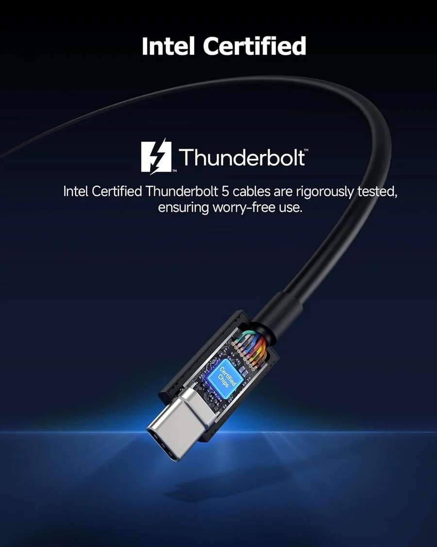 Choetech 240W Thunderbolt 5 Type-C to Type-C High Speed 8K Cable - 1m - Black