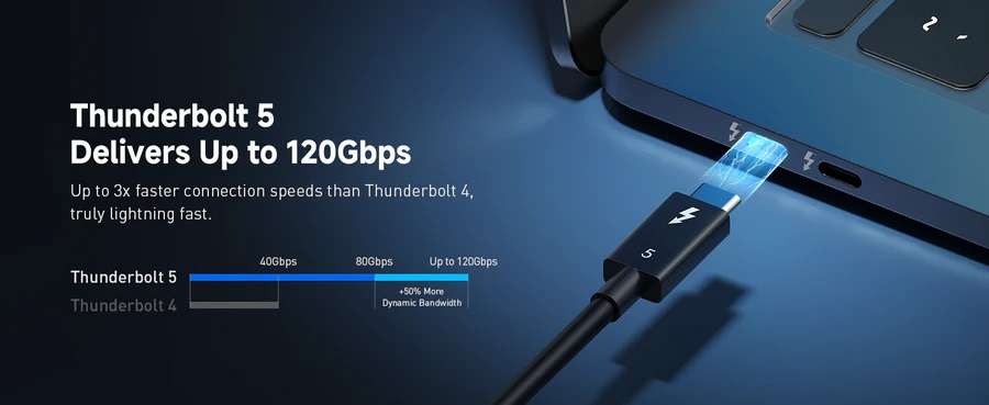 Choetech 240W Thunderbolt 5 Type-C to Type-C High Speed 8K Cable - 1m - Black