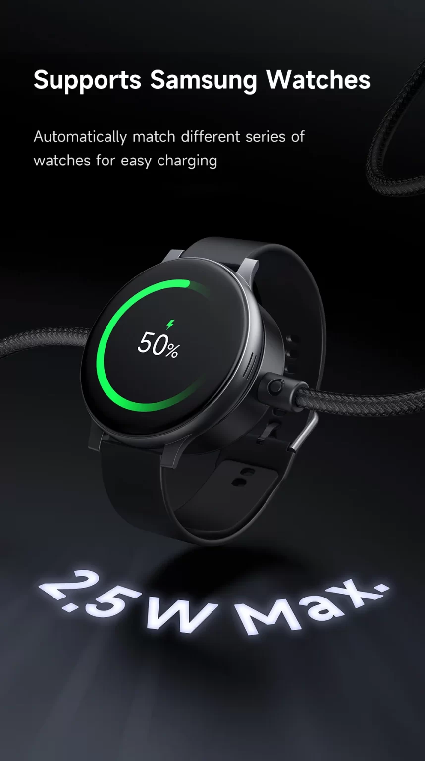 Mcdodo 60W 2in1 Type-C to Type-C Charging Cable with Wireless Charger for Samsung Watch - CA-4170 - Black