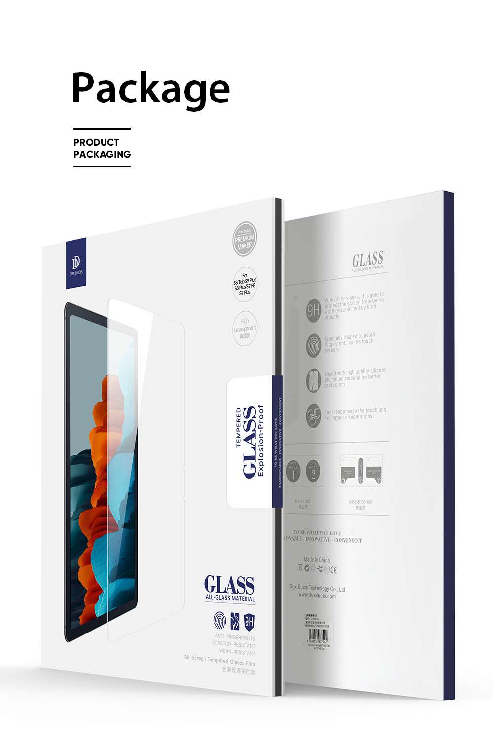 Duxducis Tempered Glass Screen Protector for Samsung Tab S9 FE/S9/S8/S7 11''