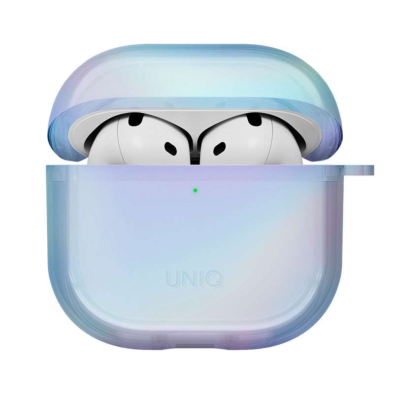 Uniq Iridescia Holographic Case for Apple AirPods 4th Gen with Carabiner - Blue