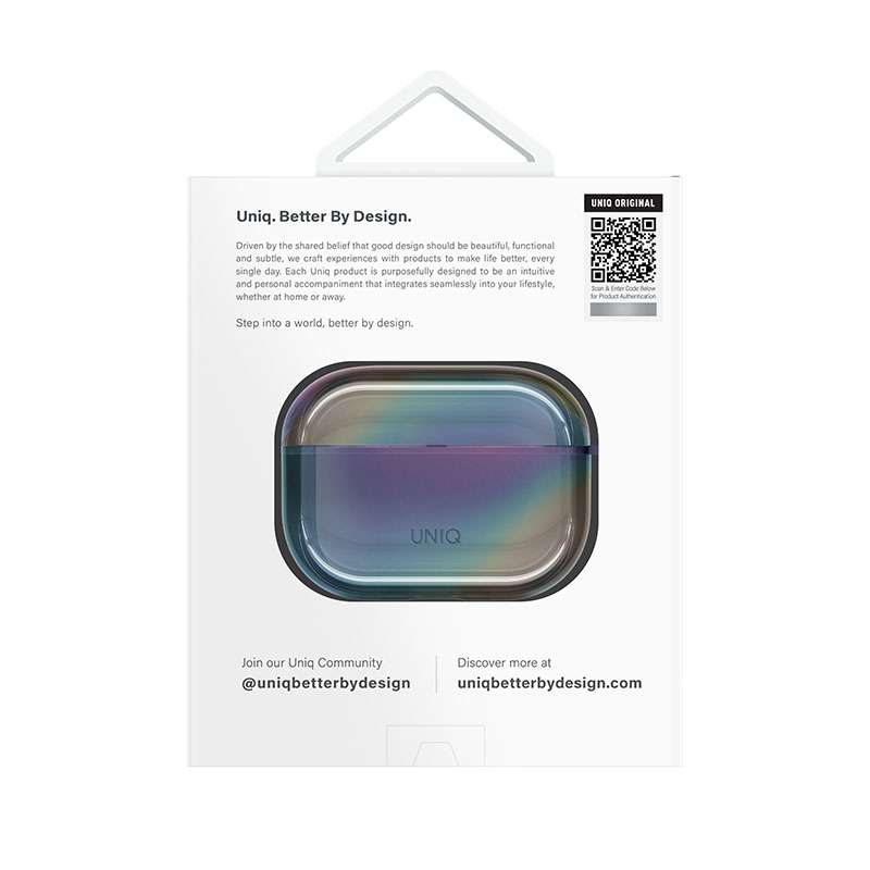 Uniq Iridescia Holographic Case for Apple AirPods Pro 2nd Gen with Carabiner &ndash; Midnight Quartz