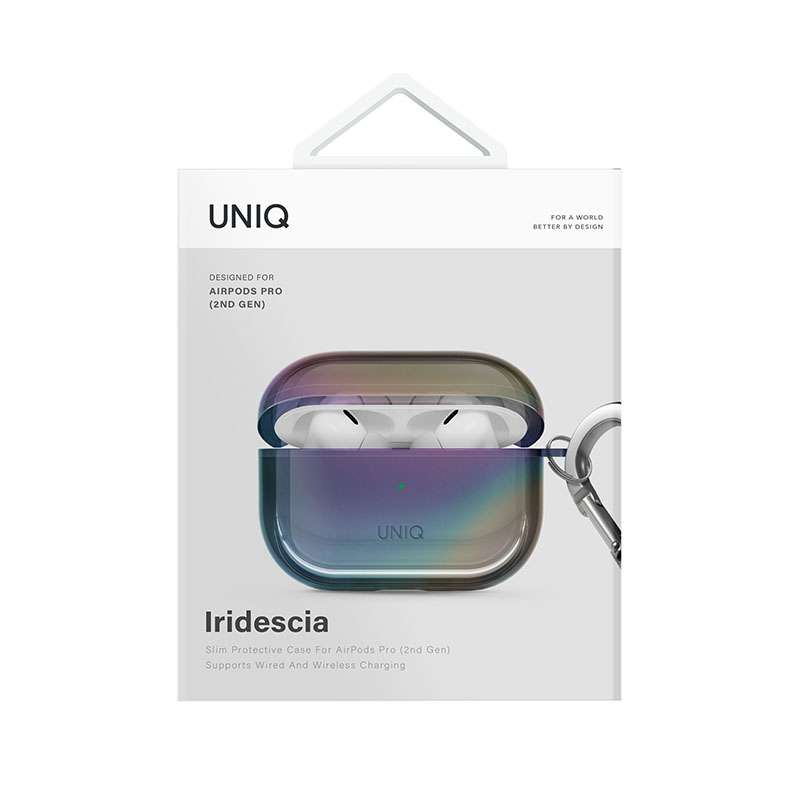 Uniq Iridescia Holographic Case for Apple AirPods Pro 2nd Gen with Carabiner &ndash; Midnight Quartz