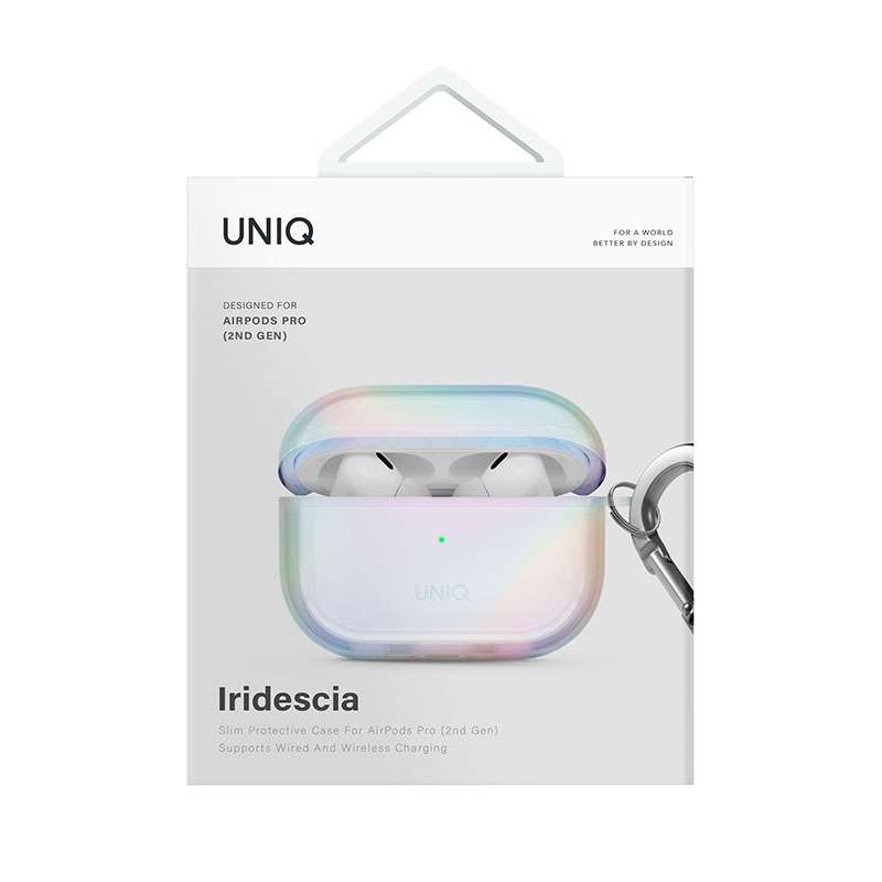 Uniq Iridescia Holographic Case for Apple AirPods Pro 2nd Gen with Carabiner &ndash; Holo Quartz