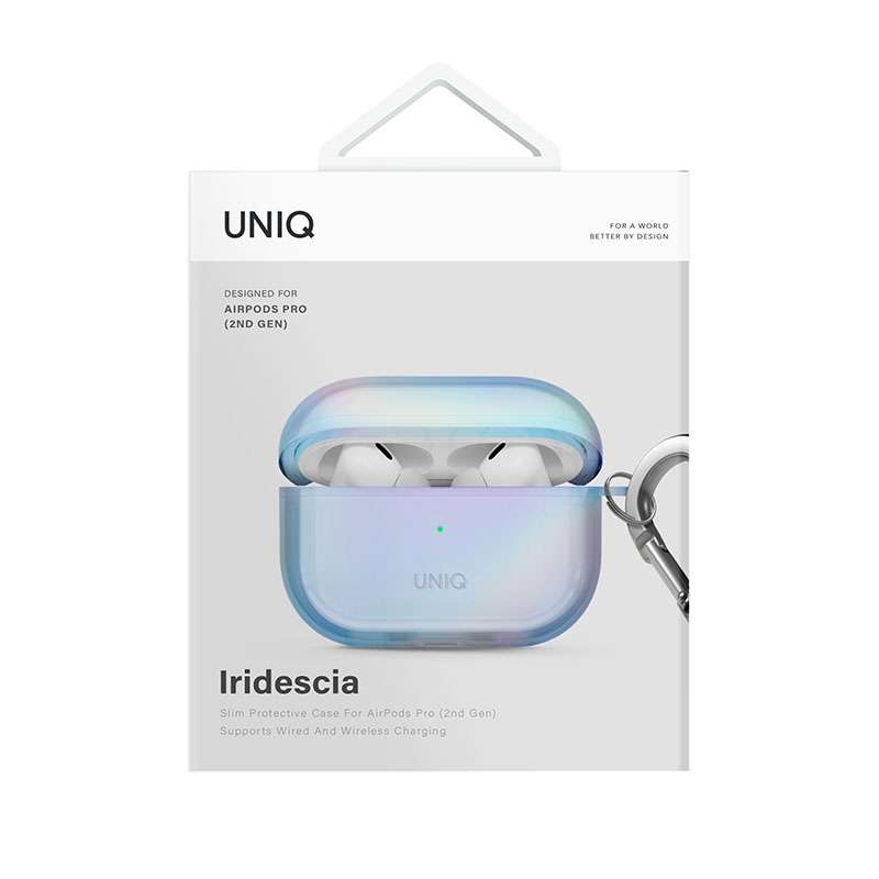 Uniq Iridescia Holographic Case for Apple AirPods Pro 2nd Gen with Carabiner &ndash; Blue